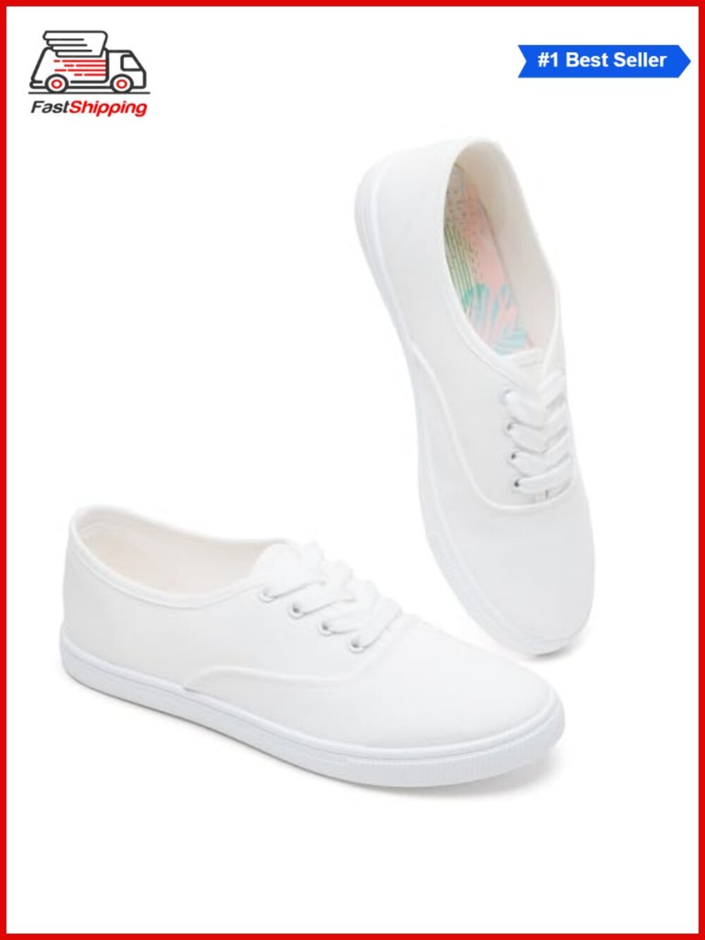 ✨ Womens Canvas Slip On Sneakers Breathable Floral Lining Tennis Shoes